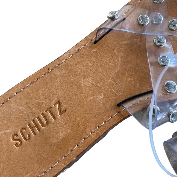 NEW SCHUTZ Cathryn Slide Crystal Rhinestone Transparent Clear Sandal - Size 8.5 - Picture 4 of 9